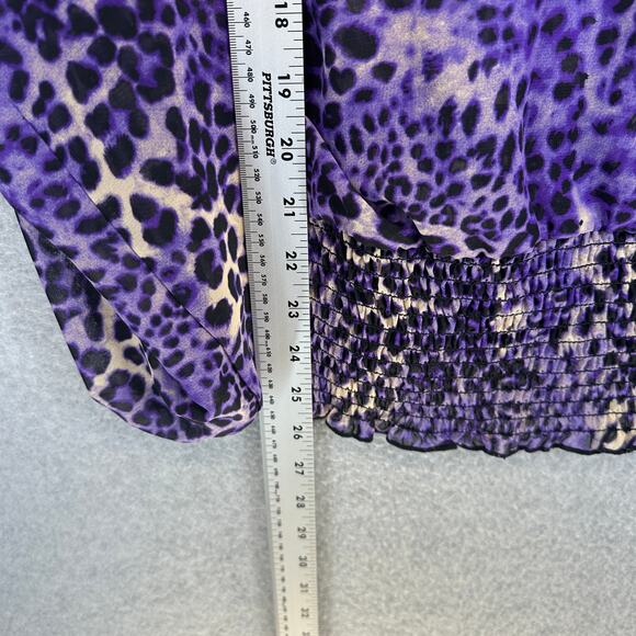 Kate & Mallory Designs Top Womens Size Small Purple Leopard Animal Print Sheer - Picture 7 of 12